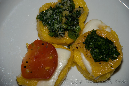 Fried Polenta with Garden Bounty from Above