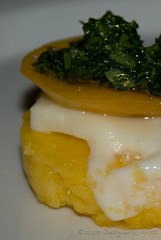 Fried Polenta with Heirloom Tomato and Chimichiri