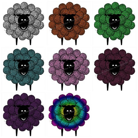 Yarn Sheep on White Mosaic