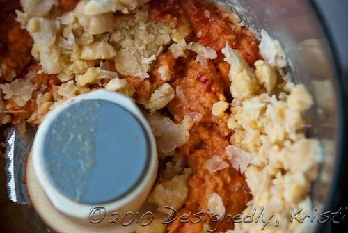 Roasted Red Pepper Hummus In Process