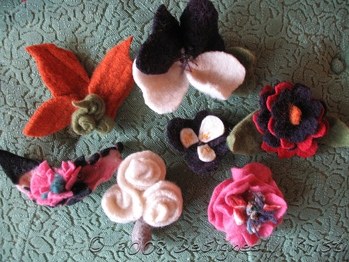 Felted Flower Pins