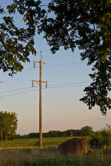 Natural Framed Power Pole Before Sunset