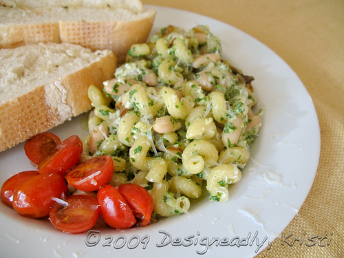 Arugula Pesto Pasta and White Beans