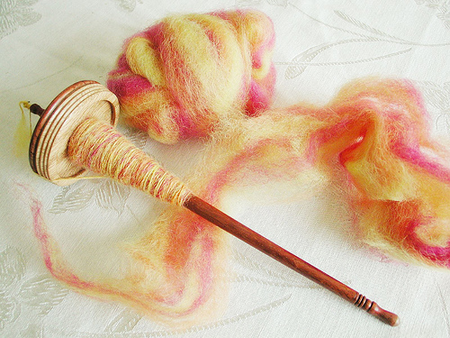 Spindle Spun Project Spectrum Yarn in Progress