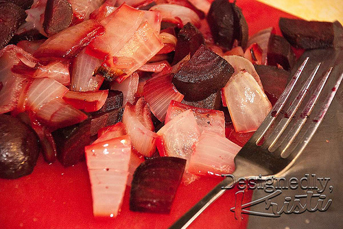 Roasted Beets and Onions Chopped