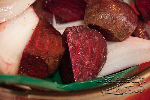 Coarsley Cut up Beets and Onion