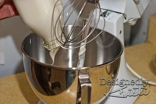 Pouring Cultured Cream Into Mixer