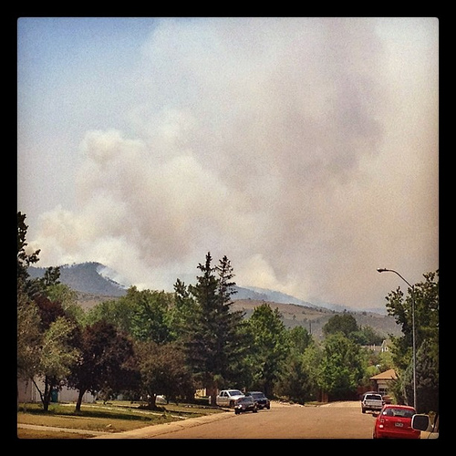 The view from the top of our street of the High Park Fire around 12:30pm. #wildfire