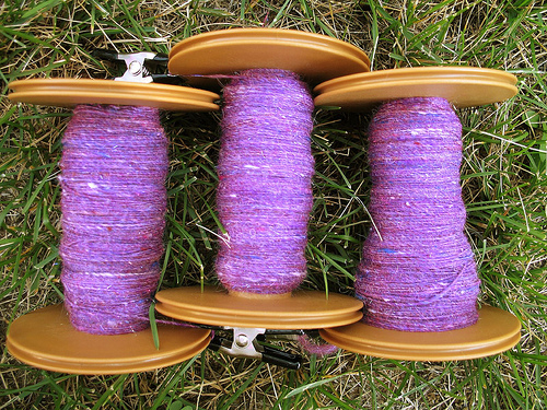 Purple Handspun Singles on Bobbins