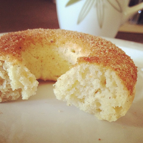 No more flat, 1/2 donuts! Baked is not the same as fried, but yummy anyway!