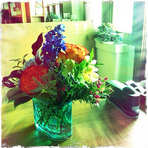 A surprise awaited my arrival at work this morning. With it was a lovely card signed by many of my office mates. A nice way to start hump day!