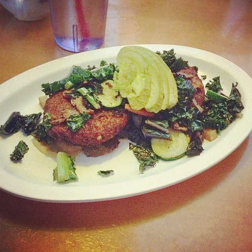 Then we wandered down to Sputnik for lunch where I got a Vegan Super Stack - quinoa patties, kale, zucchini, carrot, potato and avocado. It was delicious!