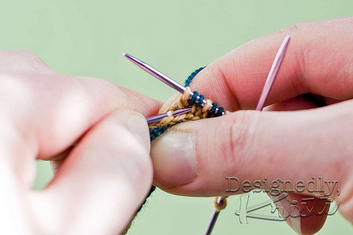 Pick Up Bar Between First & Second Stitch of Heel Flap