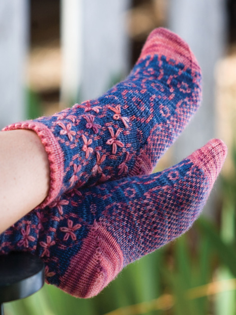 © Interweave Press, used with permission. Image of the Longbourn socks from Knitting Socks with Handpainted Yarns by Carol Sulcoski.