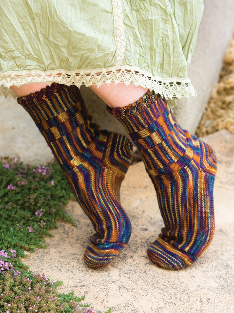 © Interweave Press, used with permission - Spread Spectrum socks from Knitting Socks with Handpainted Yarn
