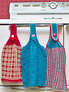 Towel Trio Downloadable Hanging Kitchen Towel Knitting Pattern