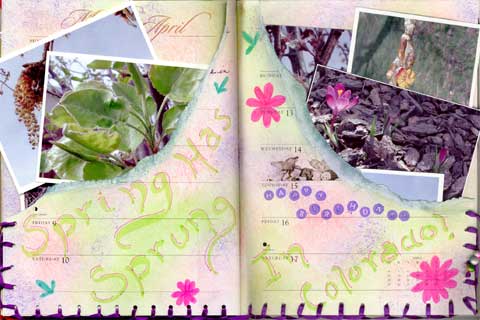 Altered calendar spread for the month of April.