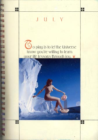 The introductory page to July embellished with Kristi's Blue Book digital art piece.