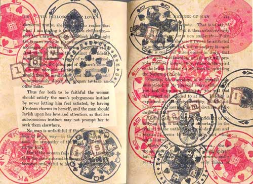 Kristi's altered book page illustrating her feelinngs about Glyn's words on the Nature of Man.