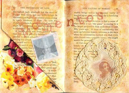 Momentos of Love altered book pages by Kristi Schueler.