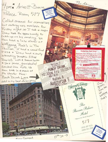 Journaling and ephemera from Kristi's first day/night of her honeymoon in downtown Denver.