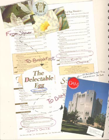 More journaling and ephemera collected for the first morning of Kristi's honeymoon in downtown Denver.
