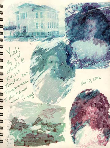 Kristi's experiments in ink jet transfers using ink jet transparencies.