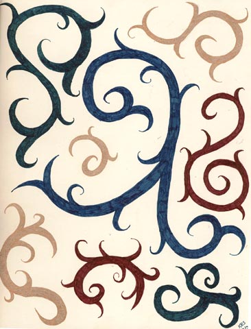 A doodled art journal page using Zebra Antiquities gel pens.