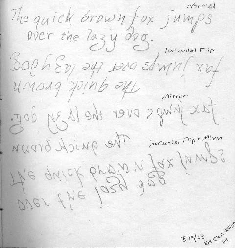 A exercise in mirror writing from an eclectic academy class.