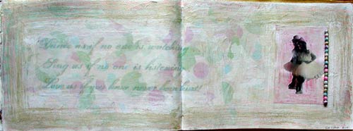 Kristi Schueler's art journal page in Darcy Ritzau's cream and gold journal/