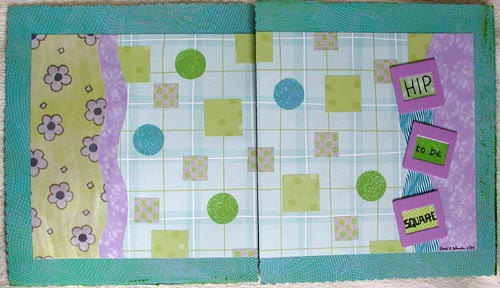 Kristi gets down with her retro self when working in Andi Stern's Lime, Lavender and Aqua art journal.