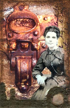 A vintage inspired collage bursting with tactile and visual textured created by a variety of elements.