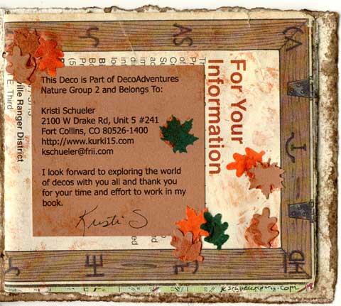 Deco intro page for Kristi's nature deco.