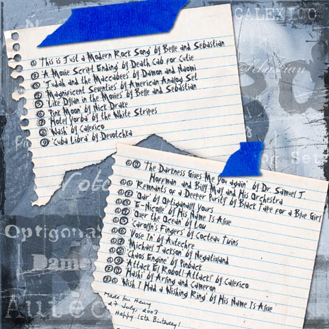 The back of the cover for the Swift Kick to the Ear cover art that includes the complete track listing.