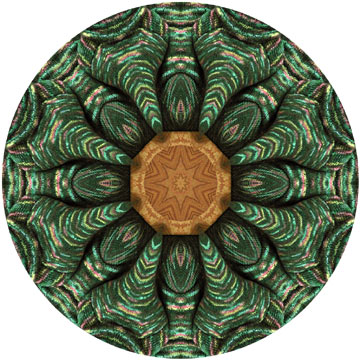 This fun mandala was created from a photograph of hand knit socks.