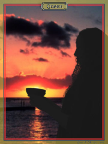 Queen of Cups digital collage tarot card by Kristi Schueler.