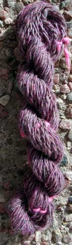 A sampling of Ashland Bay top spun into a 2-ply yarn.
