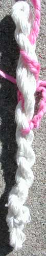 Single handpsun yarn from a Bombyx silk bell.