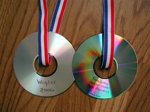 A closer look at the olympic medals.