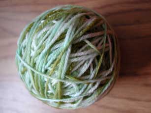 A closer look at Kristi's hand dyed Bayou yarn.