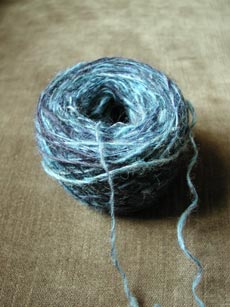 Coopworth spindle-spun singles in a center-pull ball.