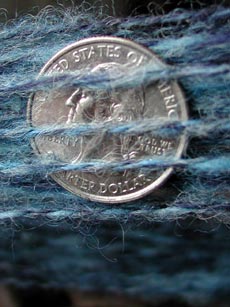 A close up of the 2-ply Coopworth yarn.