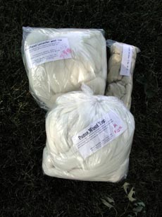 My purchase of neutral fibers to spin from Detta's Spindle.