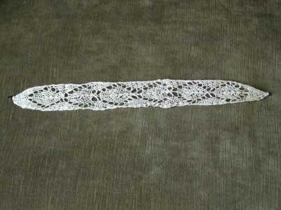 Silk and pearl hand knit lace choker.