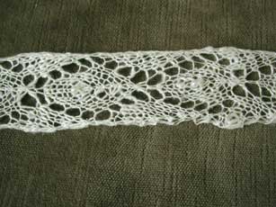 A closer look at the lace and pearls.