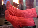 Hand knit dimple socks