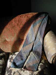 DH's multidirection scarf as modeled by the new loveseat.