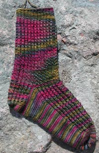 The main photo for the Flatiron sock pattern.