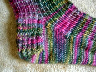 The heel and gusset of Flatiron Clog sock #1.