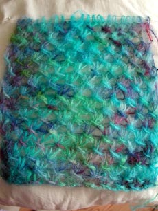 Mohair lace scarf in progress.